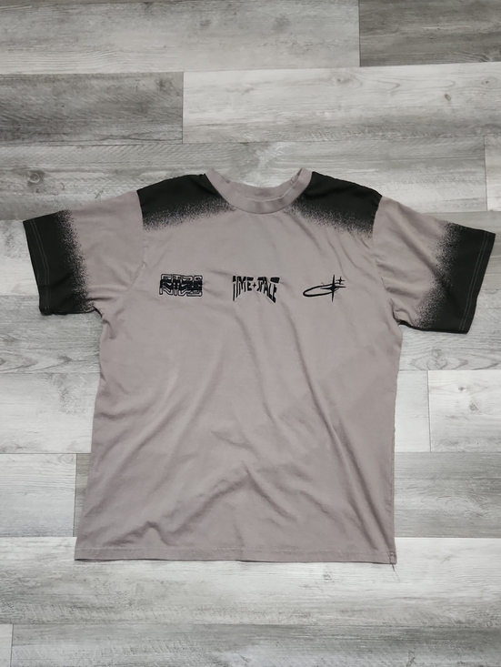 Time + Space Other - Time + Space Short-Sleeve Crew Tee in Taupe with Black Embroidered Accents 2XL
